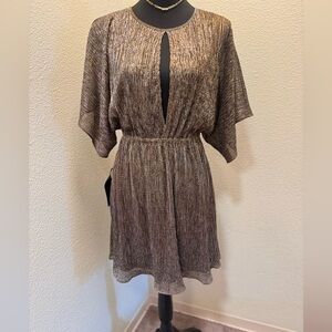 bebe Metallic Black and Gold Mini Dress